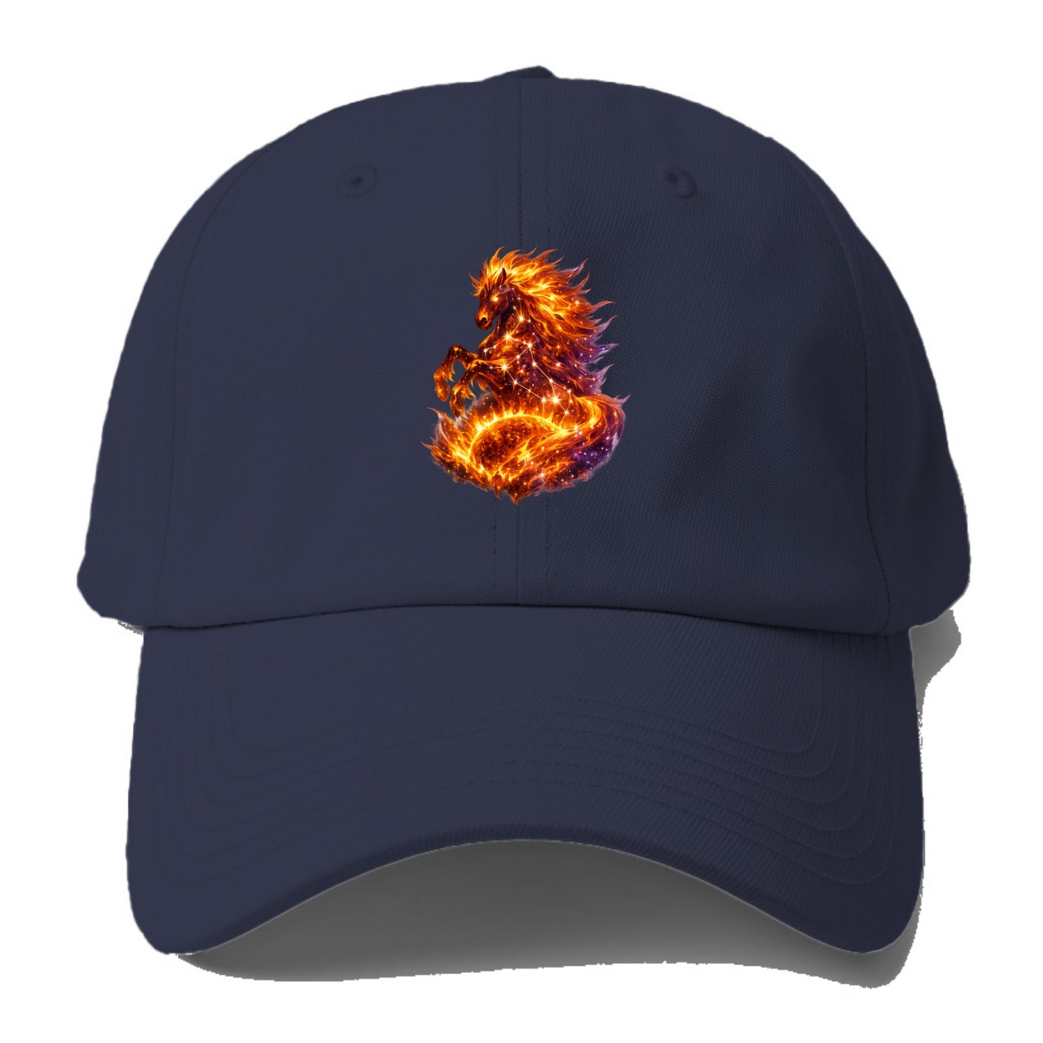 SOLAR FLARE | Horse emerging from the sun | Solar corona mane | Star power | Cosmic - Baseball Cap - Twilight Navy(Blue)
