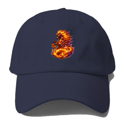 SOLAR FLARE | Horse emerging from the sun | Solar corona mane | Star power | Cosmic - Baseball Cap - Twilight Navy(Blue)