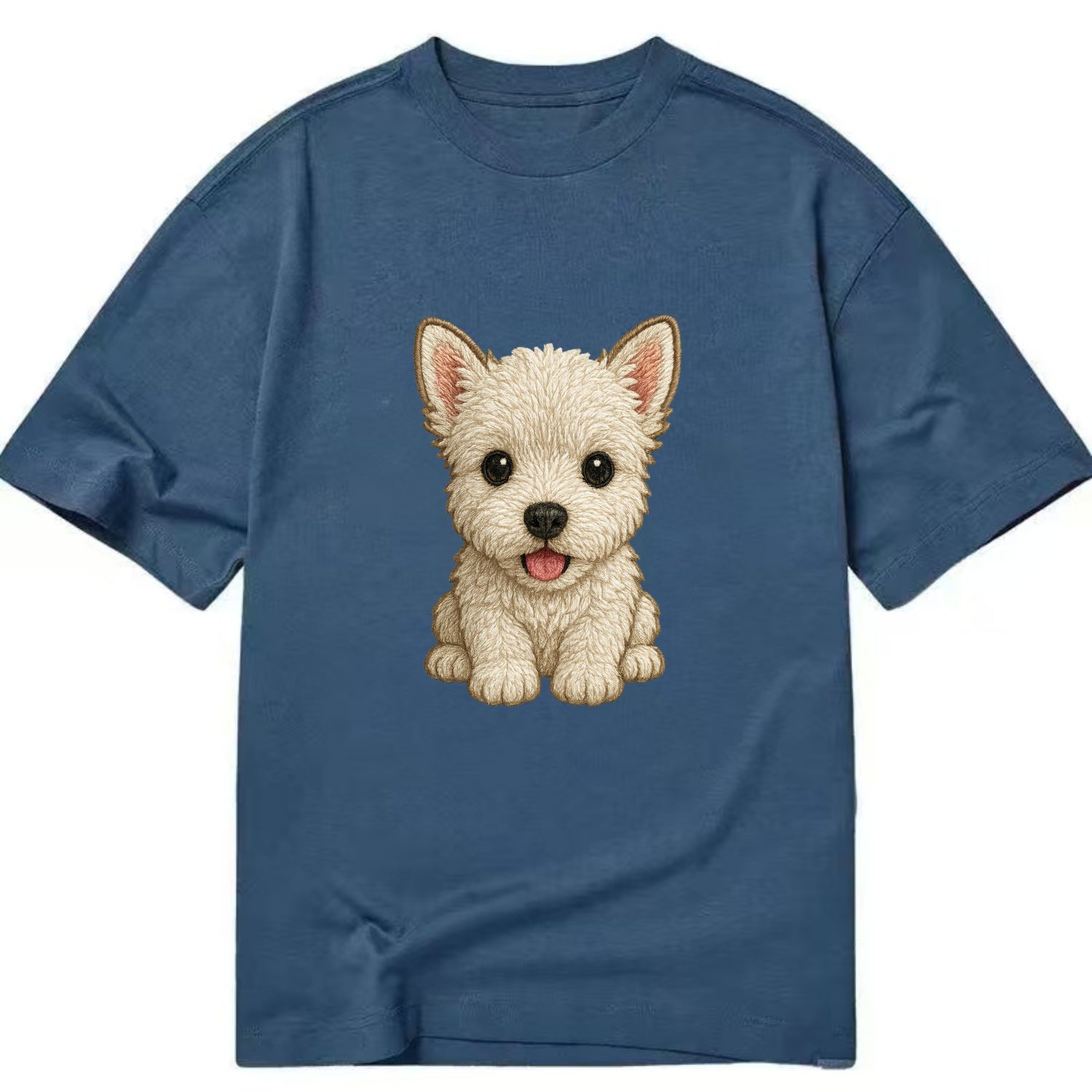 Baby West Highland White Terrier Puppy - all white, pointed ears, dark eyes, - Classic T-shirt - Twilight Navy(Blue)