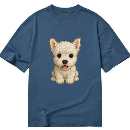 Baby West Highland White Terrier Puppy - all white, pointed ears, dark eyes, - Classic T-shirt - Twilight Navy(Blue)