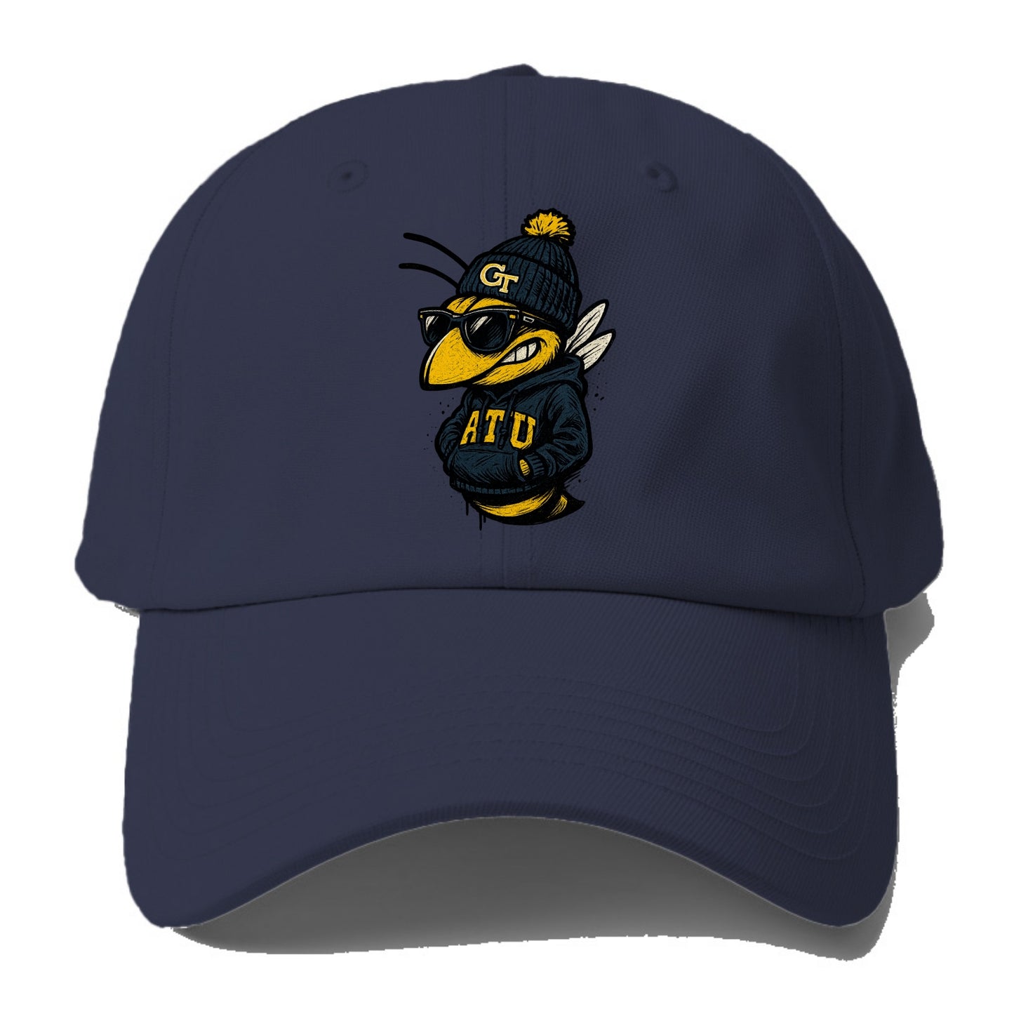 Atlanta Yellow Jacket wearing Georgia Tech beanie with GT patch - Baseball Cap For Big Heads - Twilight Navy(Blue)