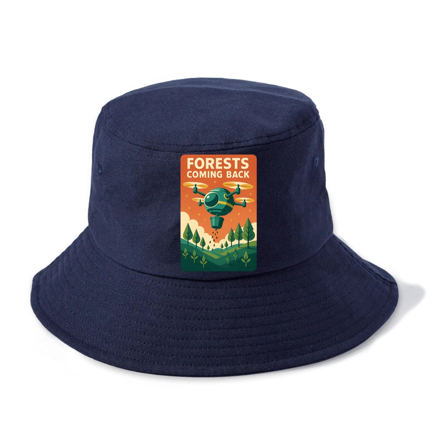 Reforestation drone planting millions of trees - "Forests Coming Back" - nature - Bucket Hat - Twilight Navy(Blue)