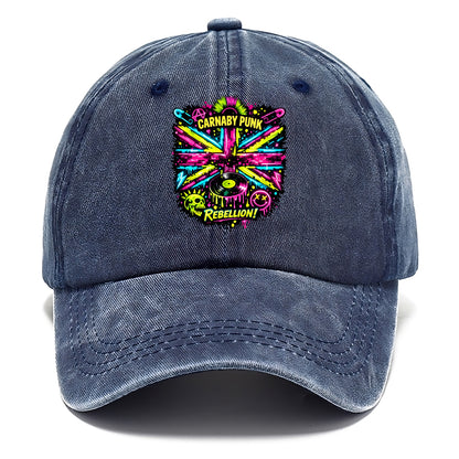 CARNABY PUNK | Swinging 60s meets 70s punk | Psychedelic Union Jack pattern | Bold - Classic Cap - Twilight Navy(Blue)