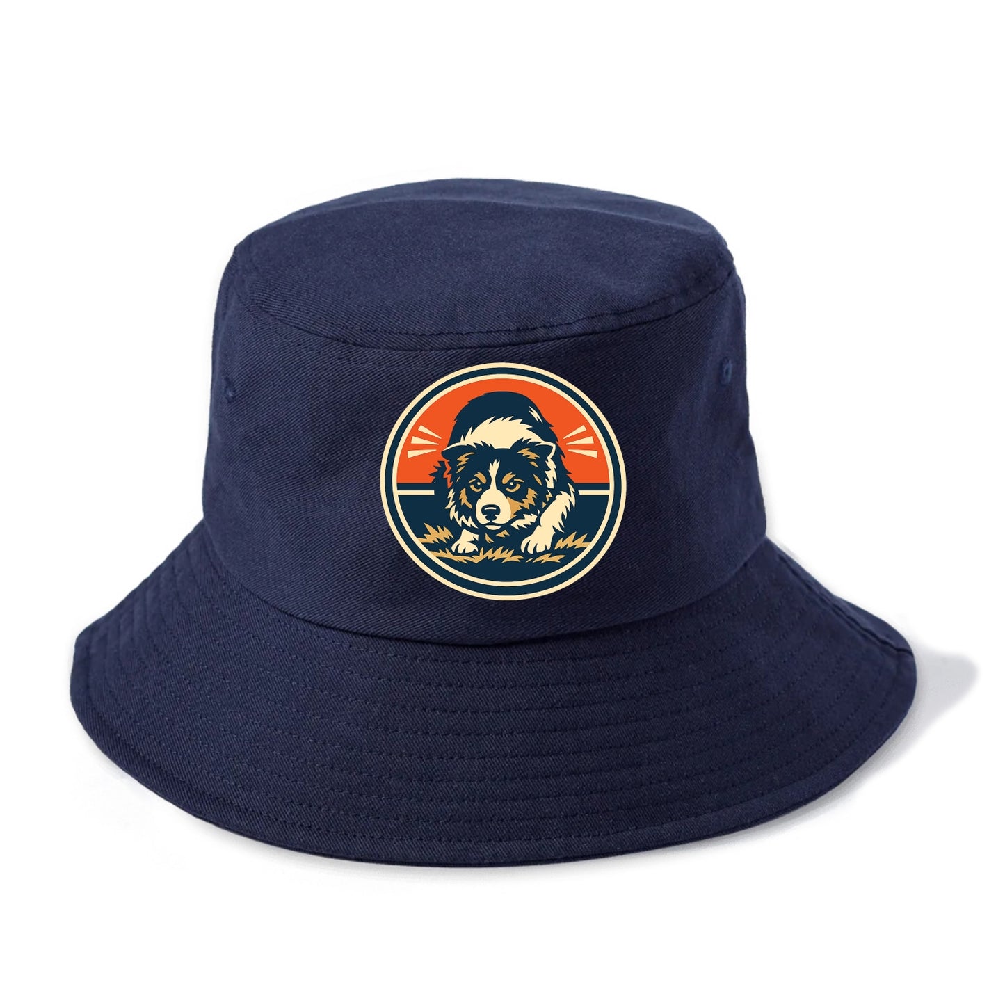 Focused Border Collie Emblem - Bucket Hat - Twilight Navy(Blue)