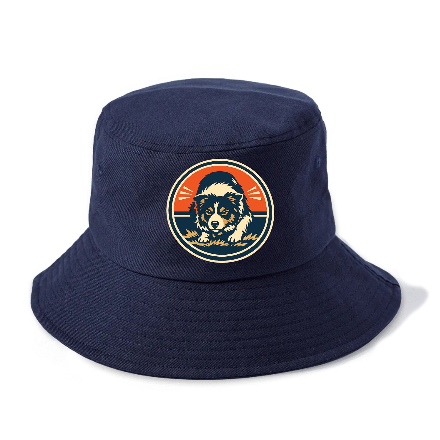 Focused Border Collie Emblem - Bucket Hat - Twilight Navy(Blue)