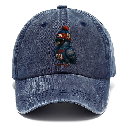 Manhattan Pigeon wearing Giants beanie with Empire State patch and wayfarer sunglasses - Classic Cap - Twilight Navy(Blue)