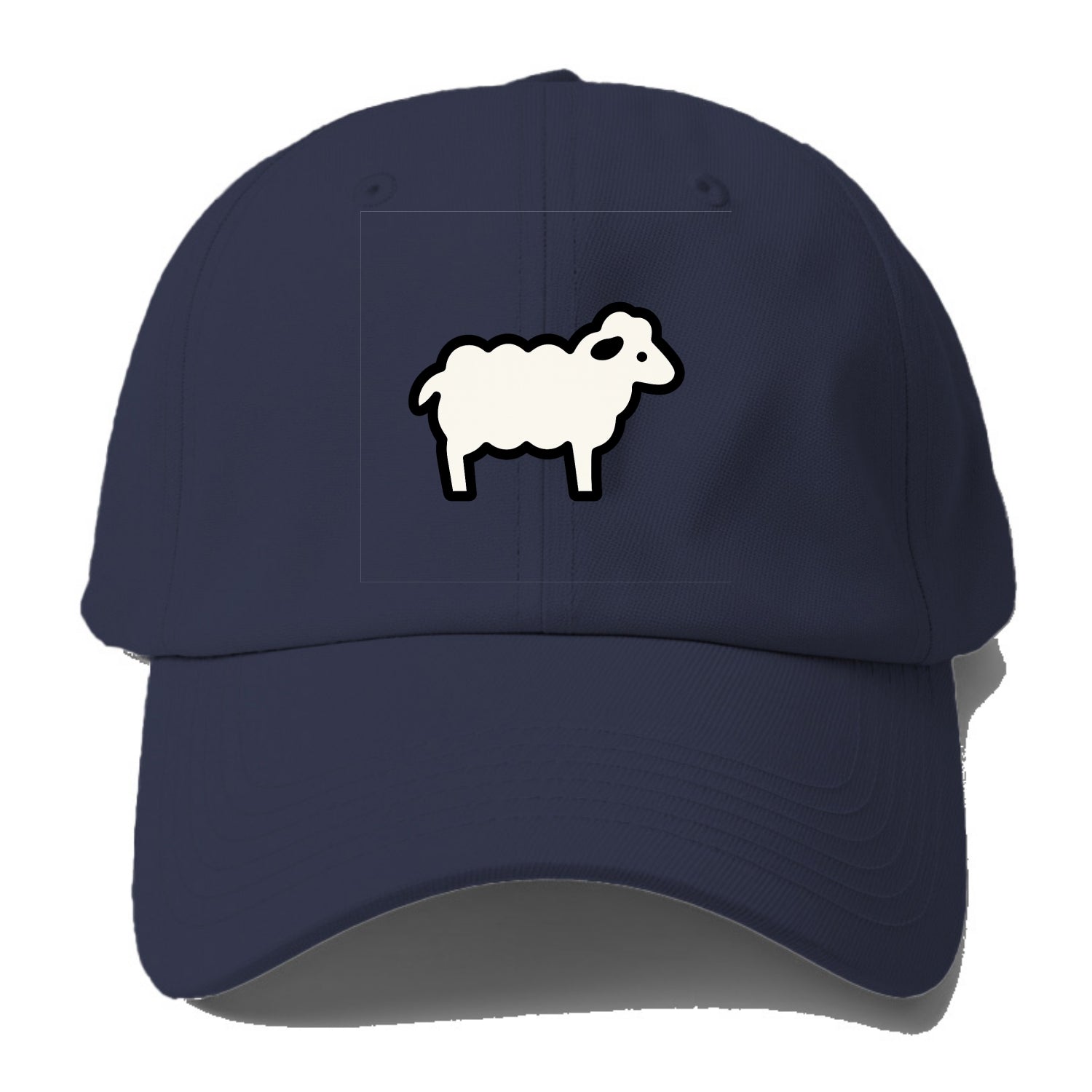 Sheep - White fluffy wool flat side profile - Baseball Cap - Twilight Navy(Blue)
