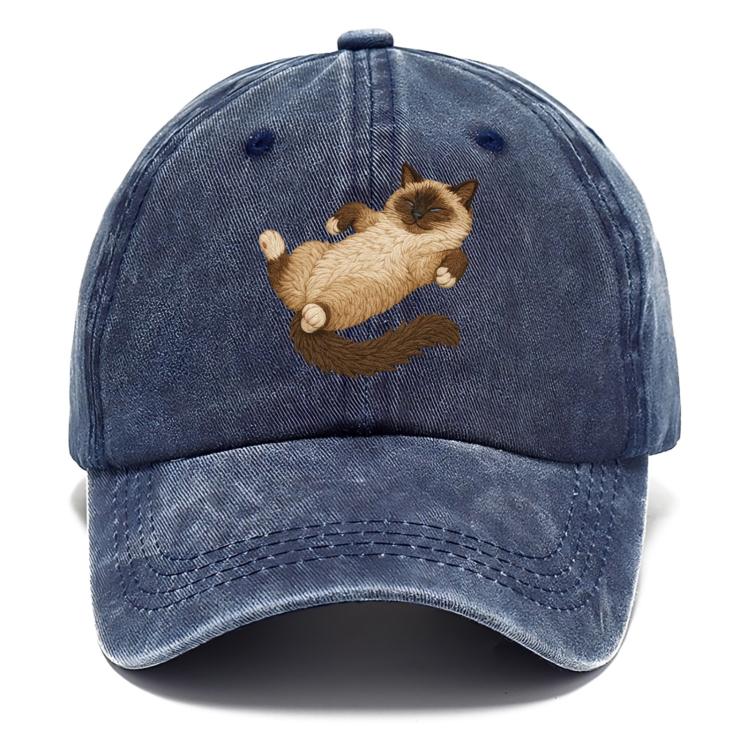 Birman  fully relaxed sprawled out embro Classic Cap - Twilight Navy(Blue)