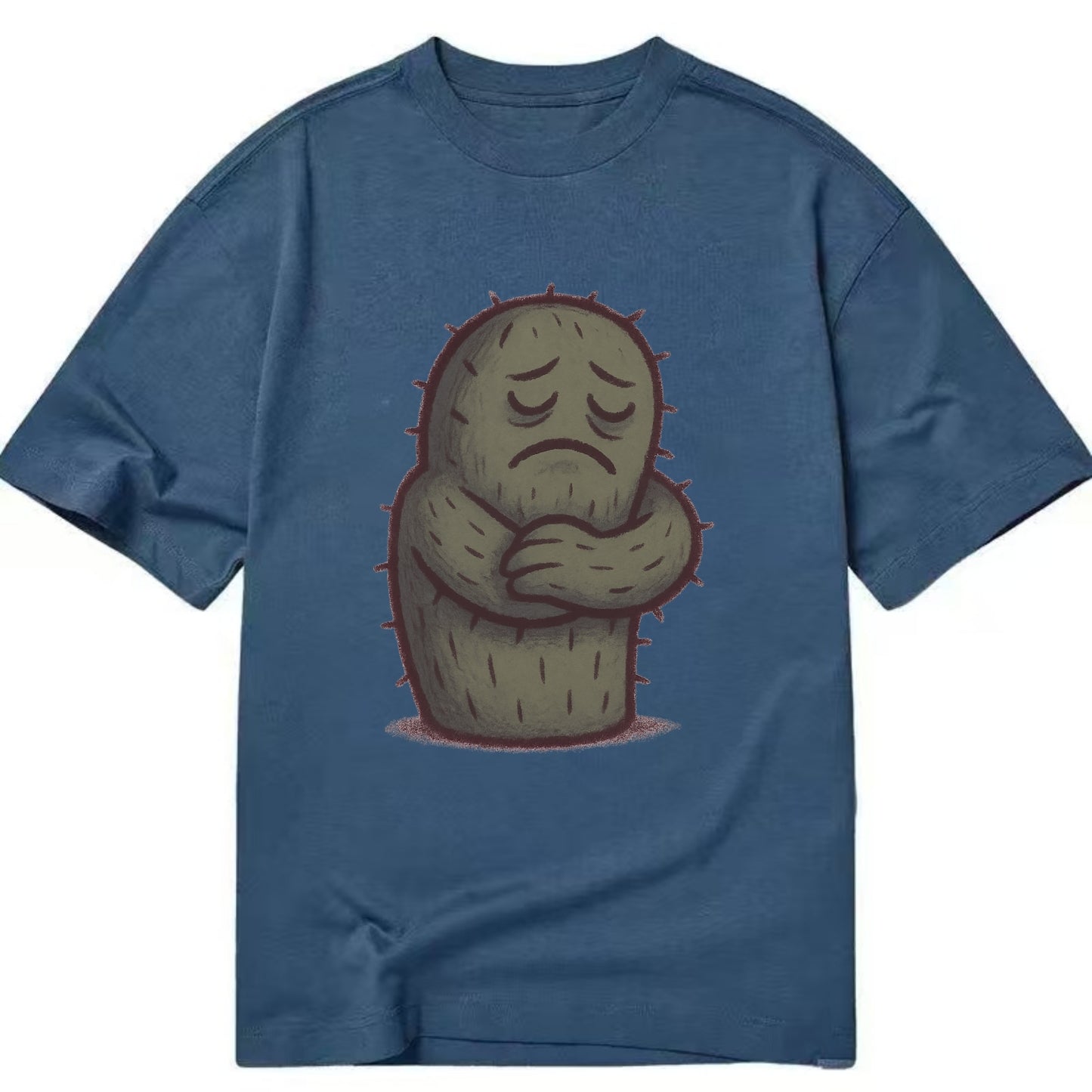 SINGLE IS VALID | Content cactus hugging itself - Classic T- - Classic T-shirt - Twilight Navy(Blue)