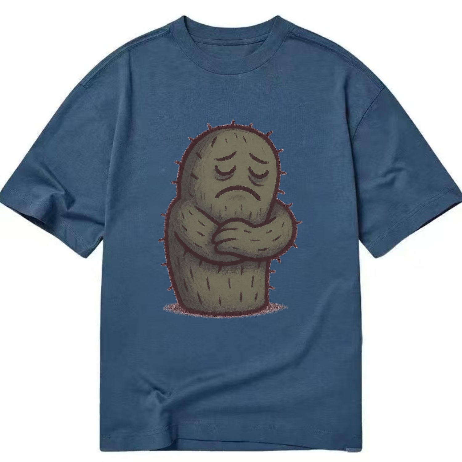 SINGLE IS VALID | Content cactus hugging itself - Classic T- - Classic T-shirt - Twilight Navy(Blue)