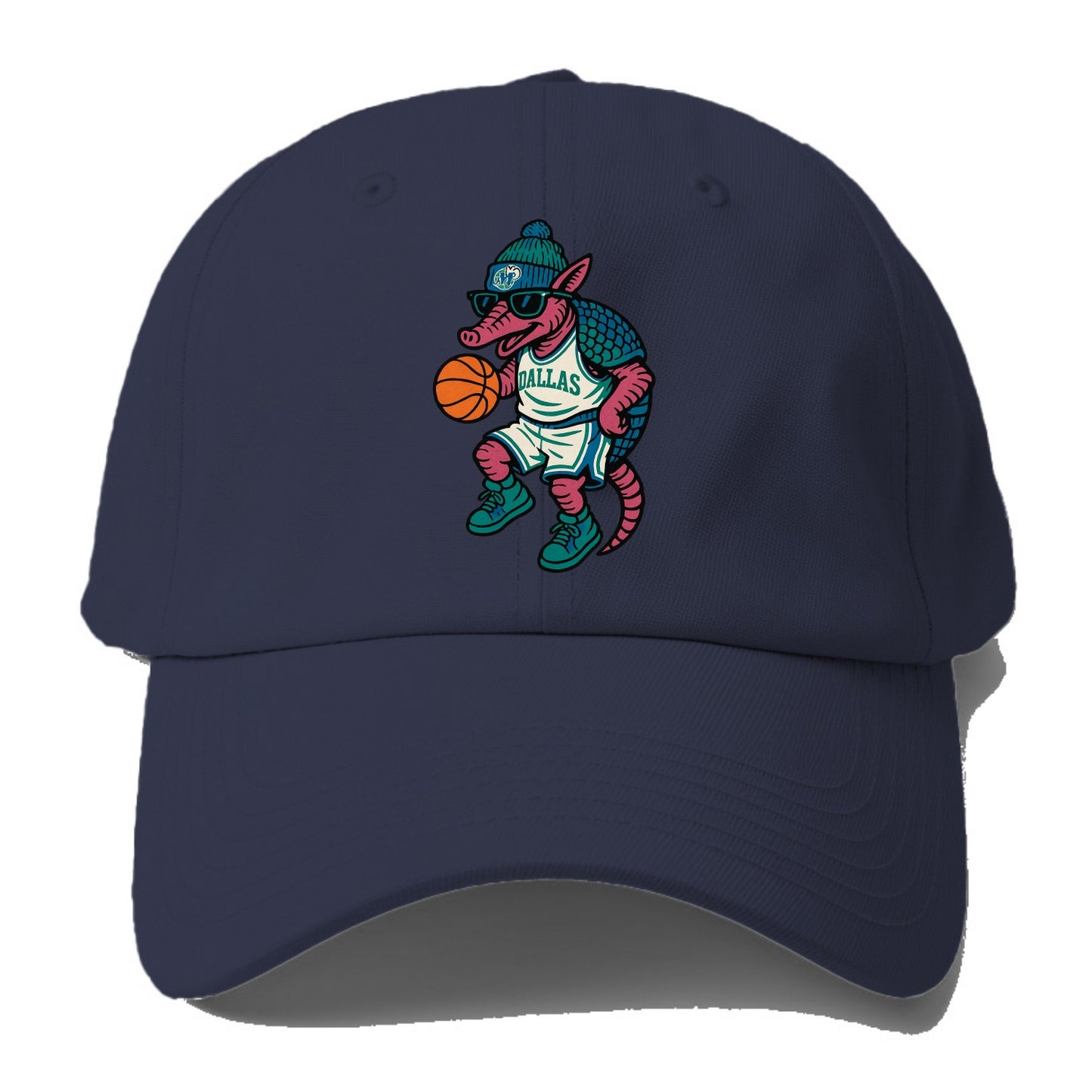 Dallas Armadillo wearing Mavericks beanie with cowboy hat patch and wayfarer - Baseball Cap - Twilight Navy(Blue)