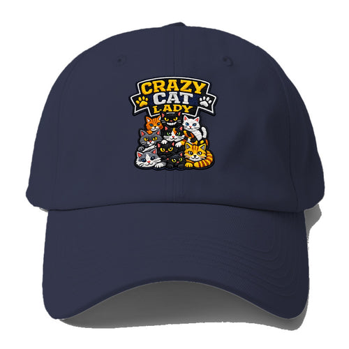CRAZY CAT LADY - cat pile in multicolor , cat collector - Baseball Cap For Big Heads