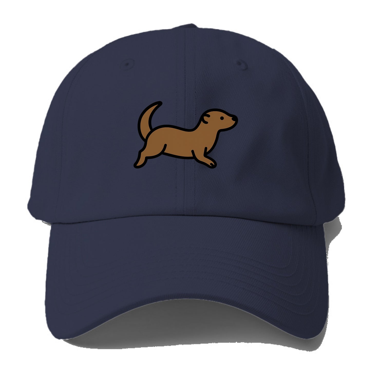 Otter - Brown sleek swimming pose flat side profile - Baseball Cap For Big Heads - Twilight Navy(Blue)