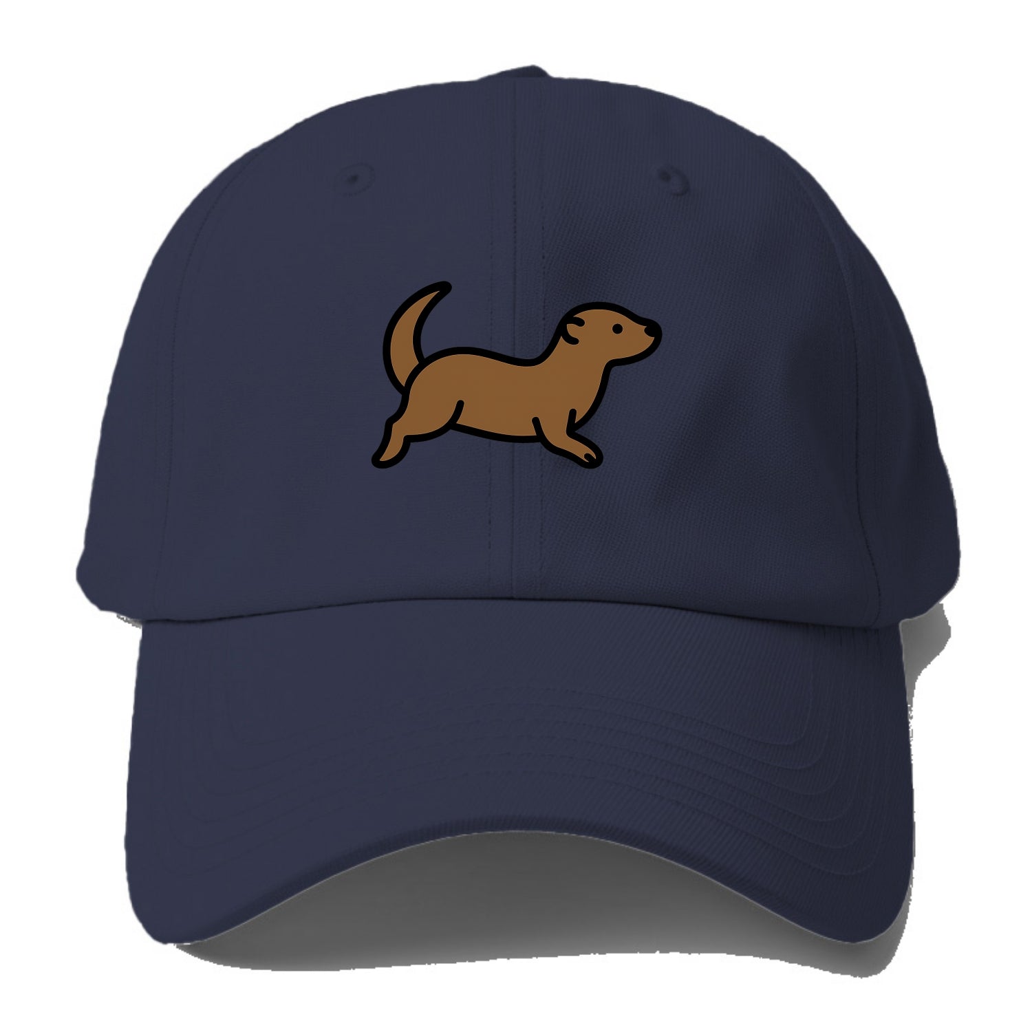 Otter - Brown sleek swimming pose flat side profile - Baseball Cap For Big Heads - Twilight Navy(Blue)