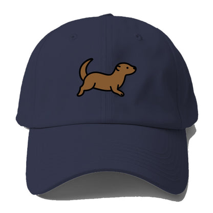 Otter - Brown sleek swimming pose flat side profile - Baseball Cap For Big Heads - Twilight Navy(Blue)