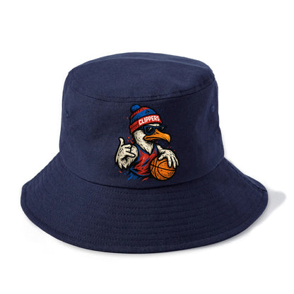 LA Seagull wearing Clippers red white and blue beanie with ship patch and wayfarer - Bucket Hat - Twilight Navy(Blue)
