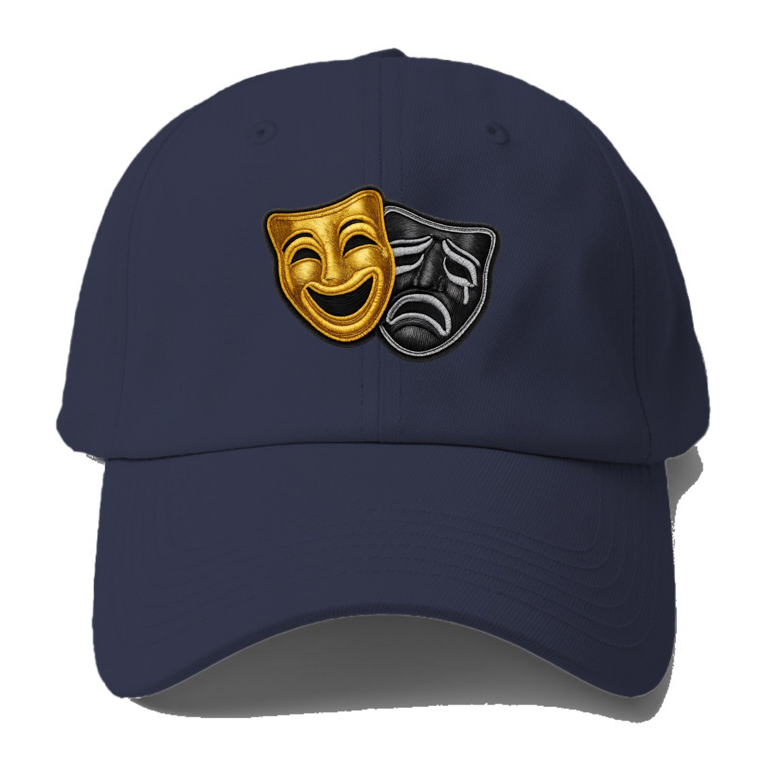 BROADWAY MASKS - comedy tragedy masks in gold and black , theater - Baseball Cap - Twilight Navy(Blue)