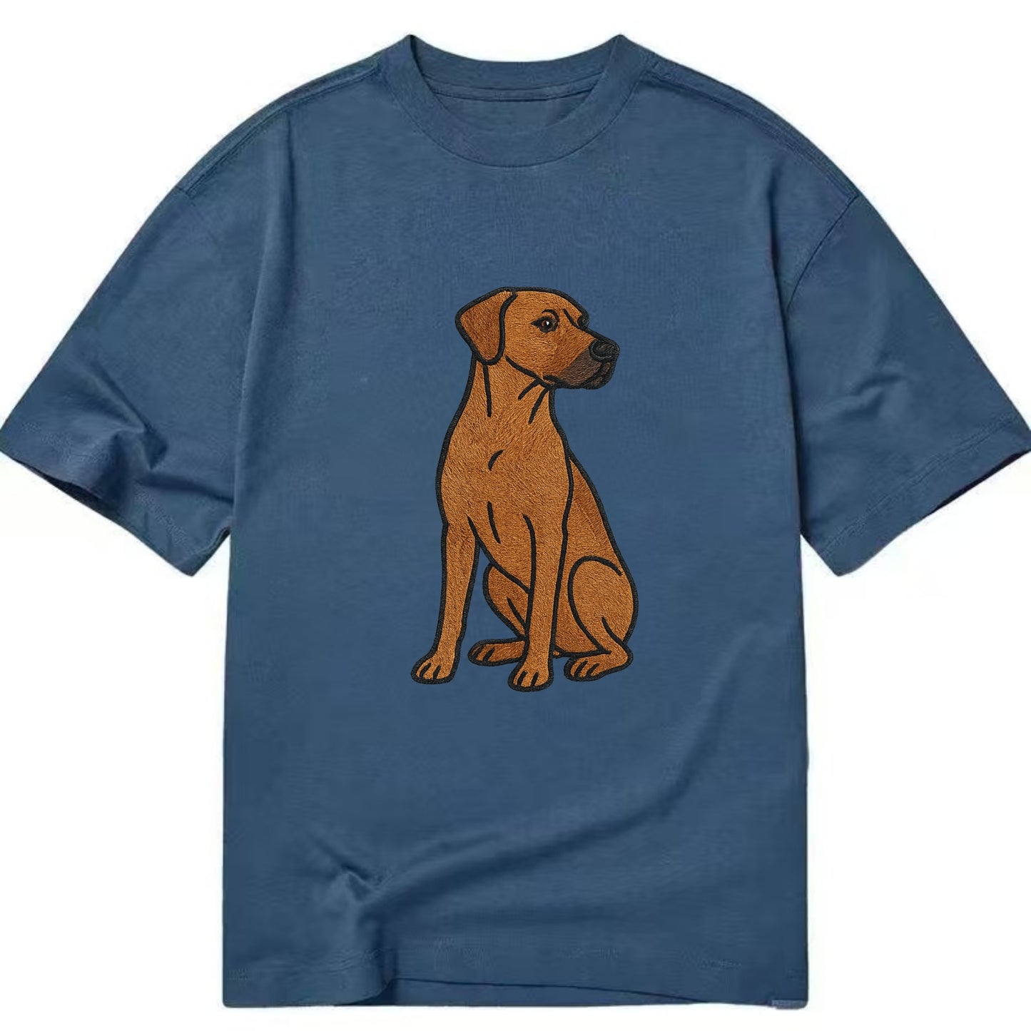 Rhodesian Ridgeback - Red wheaten embroidered pose - Classic T-shirt - Twilight Navy(Blue)
