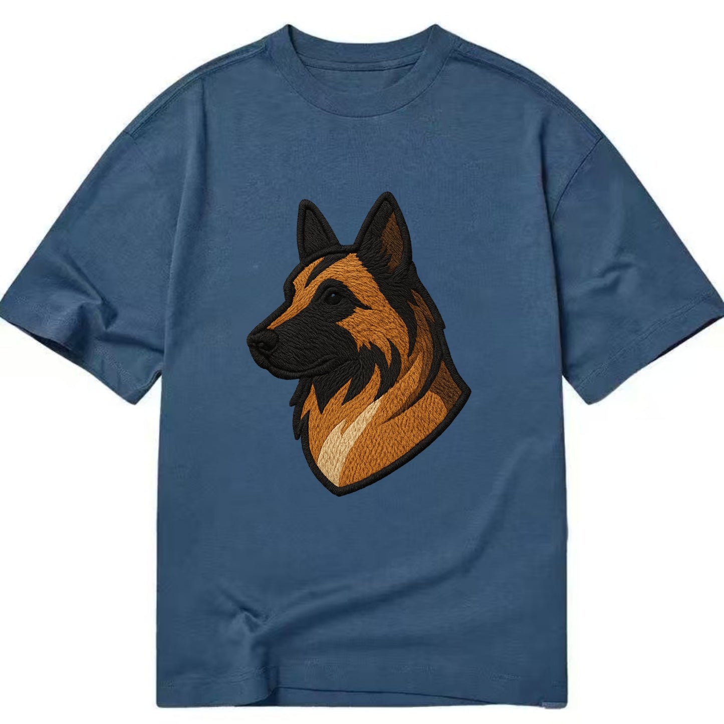 Belgian Tervuren - Fawn with black overlay embroidered design - Classic T-shirt - Twilight Navy(Blue)