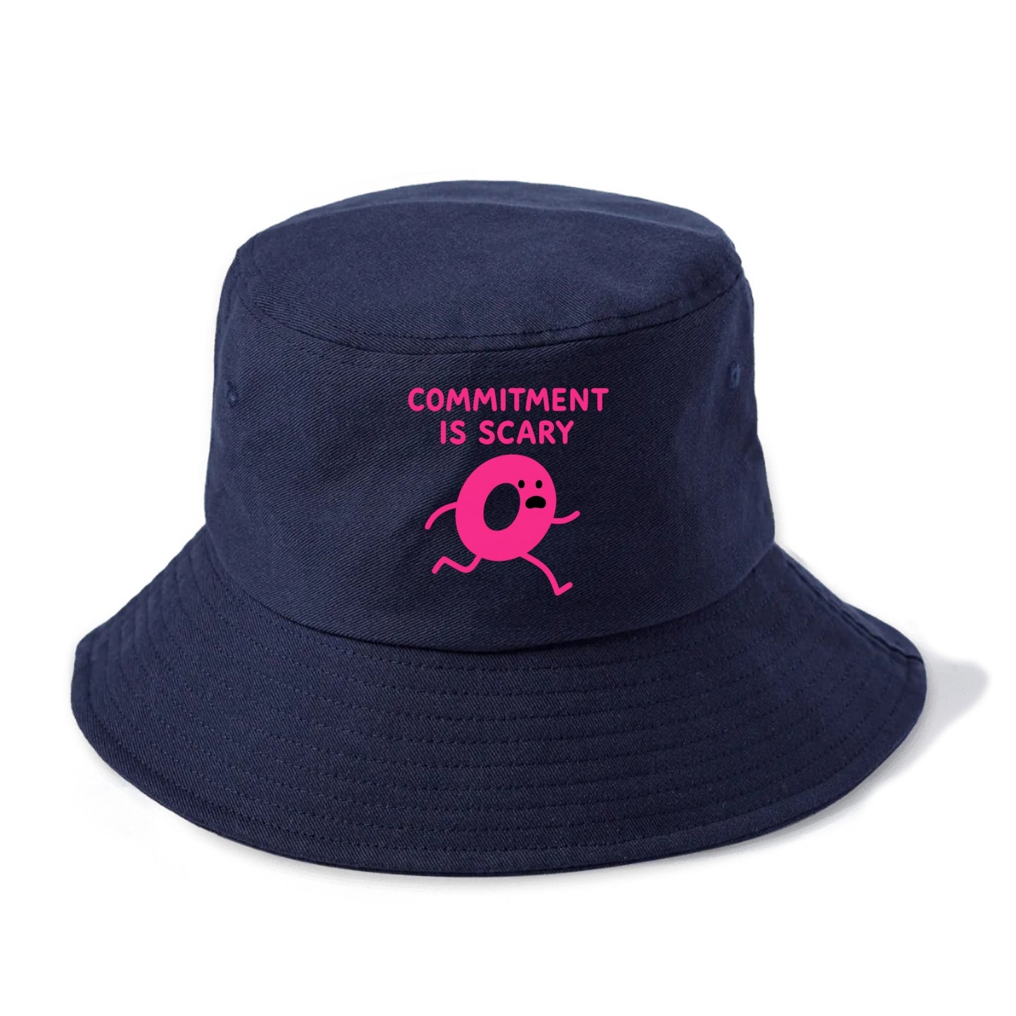 COMMITMENT IS SCARY | Terrified ring running away - Bucket Hat - Twilight Navy(Blue)