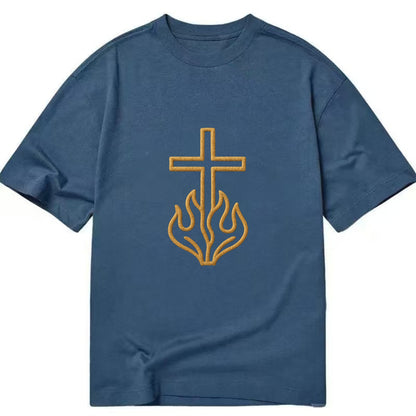 Burning Bush Cross  - Classic T-shirt - Twilight Navy(Blue)