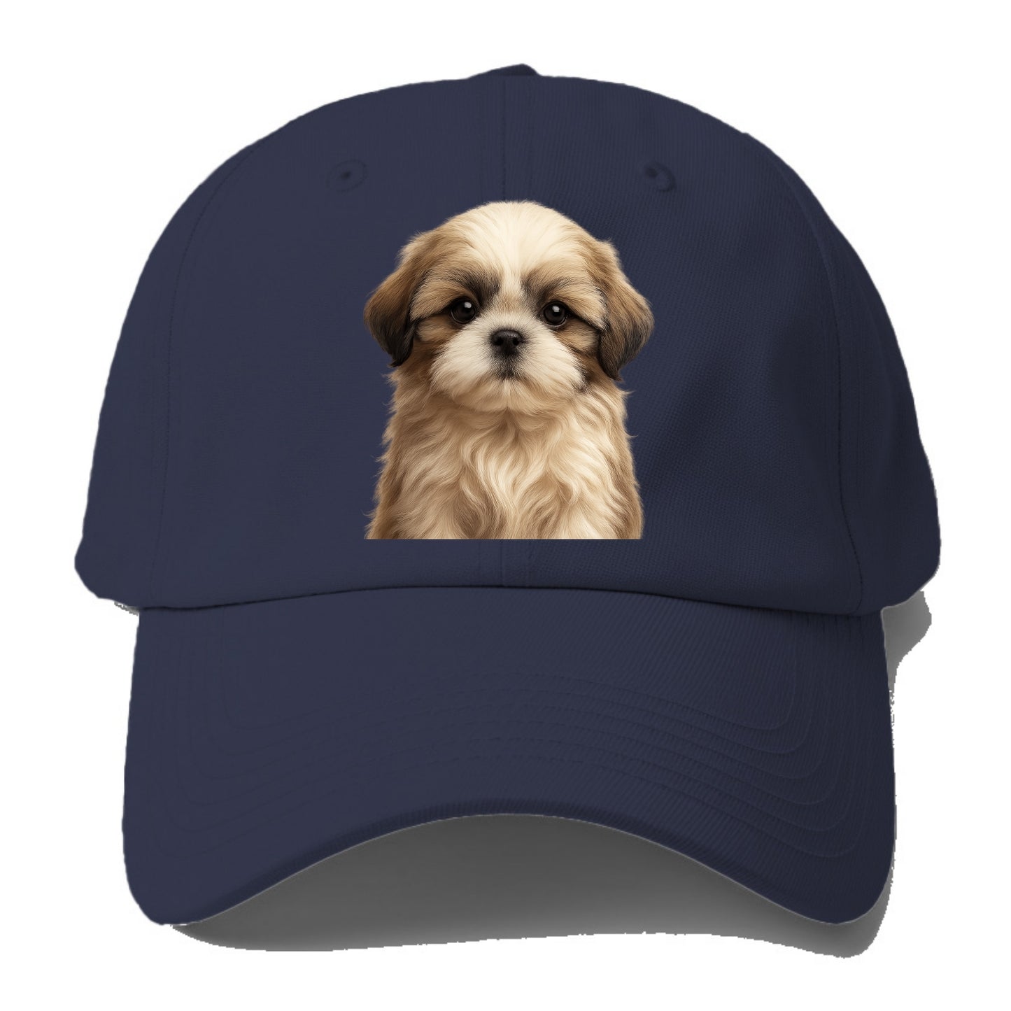 Baby Shih Tzu Puppy - long flowing coat, flat face, big dark eyes, - Baseball Cap For Big Heads - Twilight Navy(Blue)
