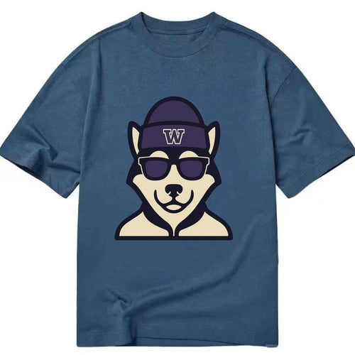 Seattle Husky wearing Washington beanie with W patch - Classic T-shirt