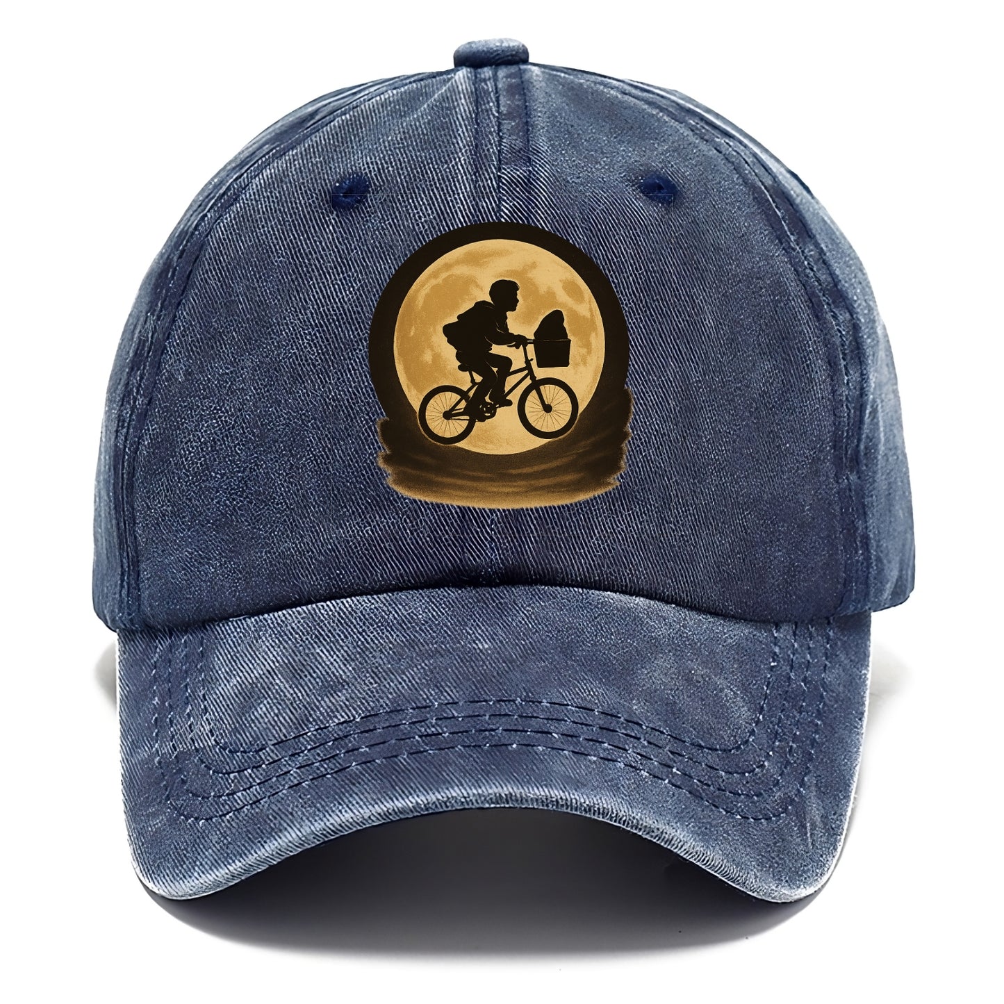 boy with bicycle flying across full moon with silhouette - Classic Cap - Twilight Navy(Blue)