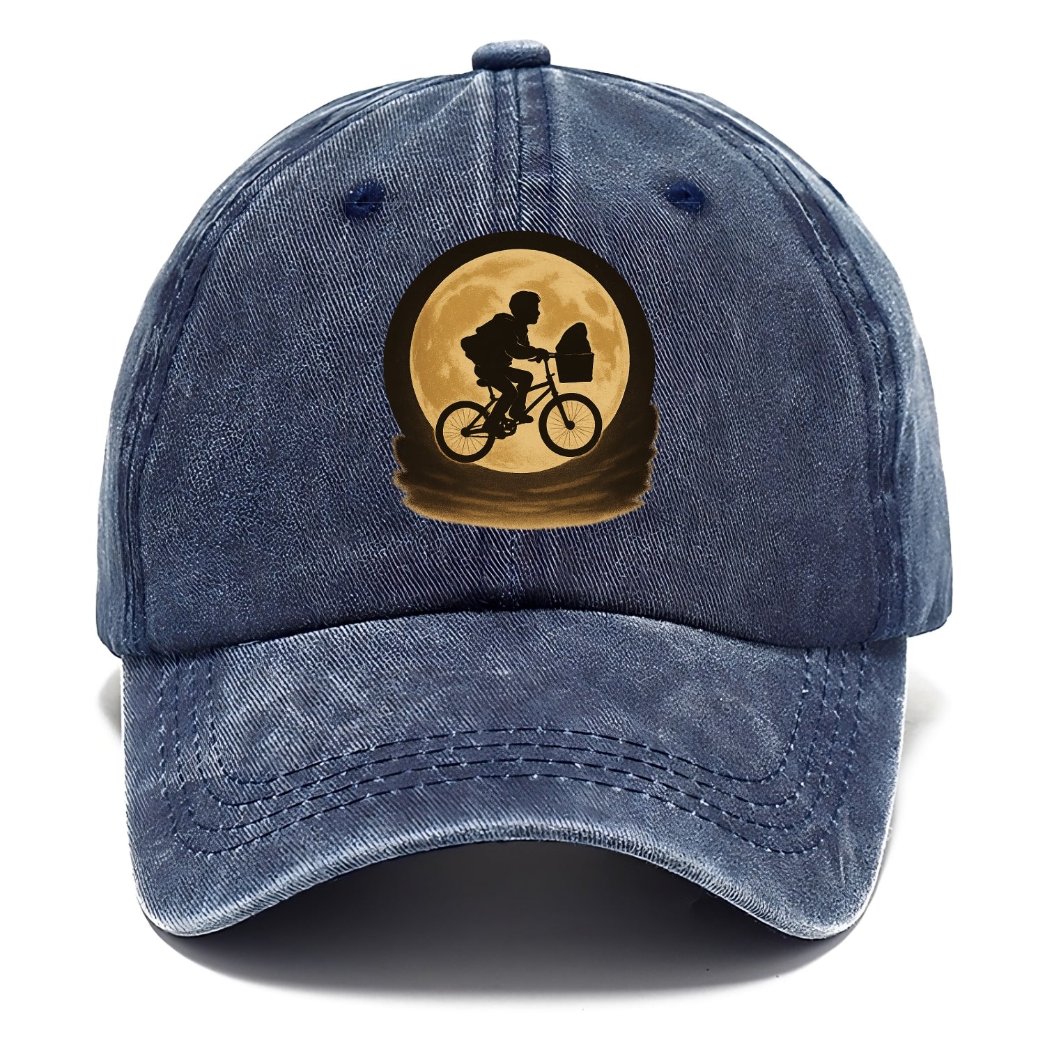 boy with bicycle flying across full moon with silhouette - Classic Cap - Twilight Navy(Blue)