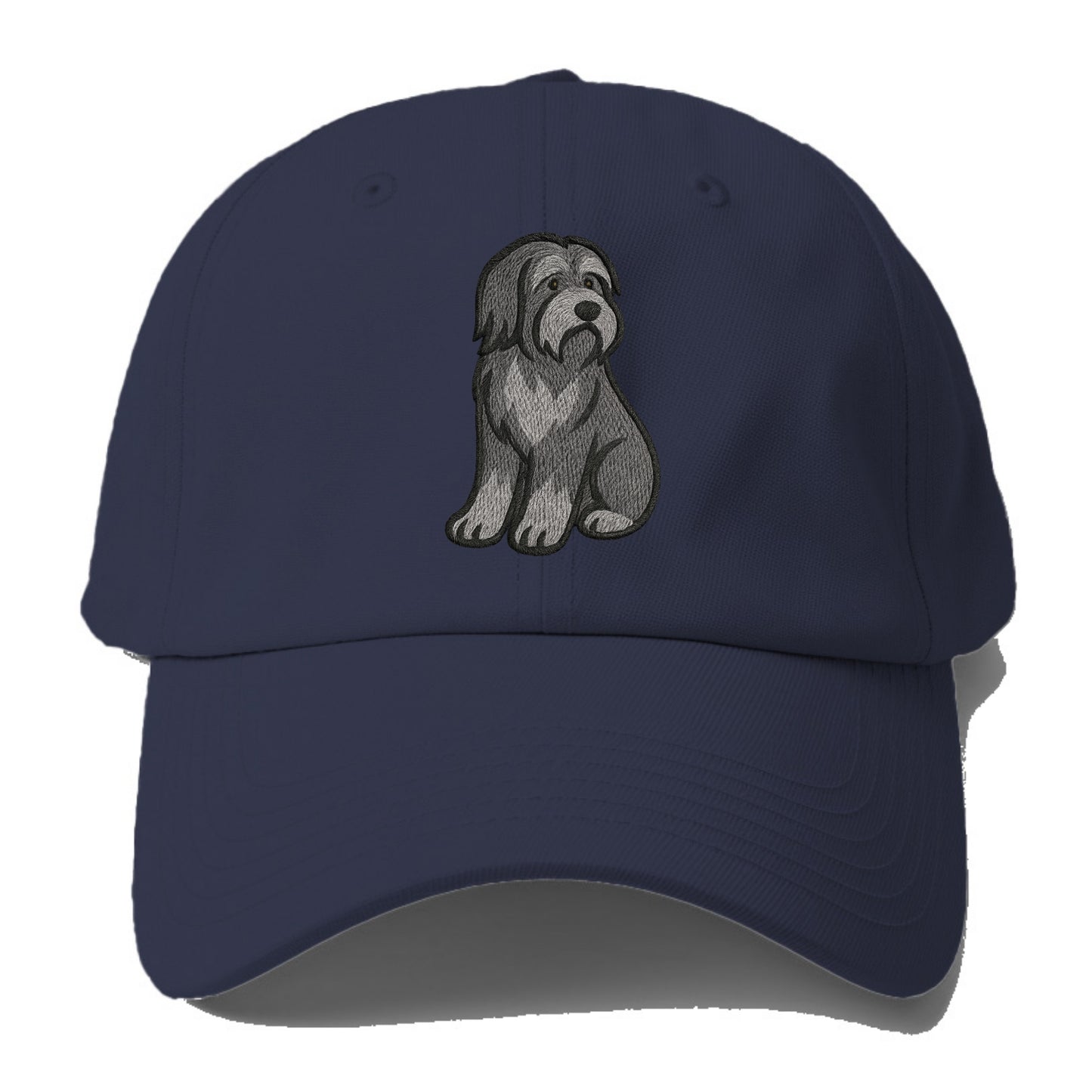 Bearded Collie - Gray shaggy coat embroidered pose - Baseball Cap - Twilight Navy(Blue)