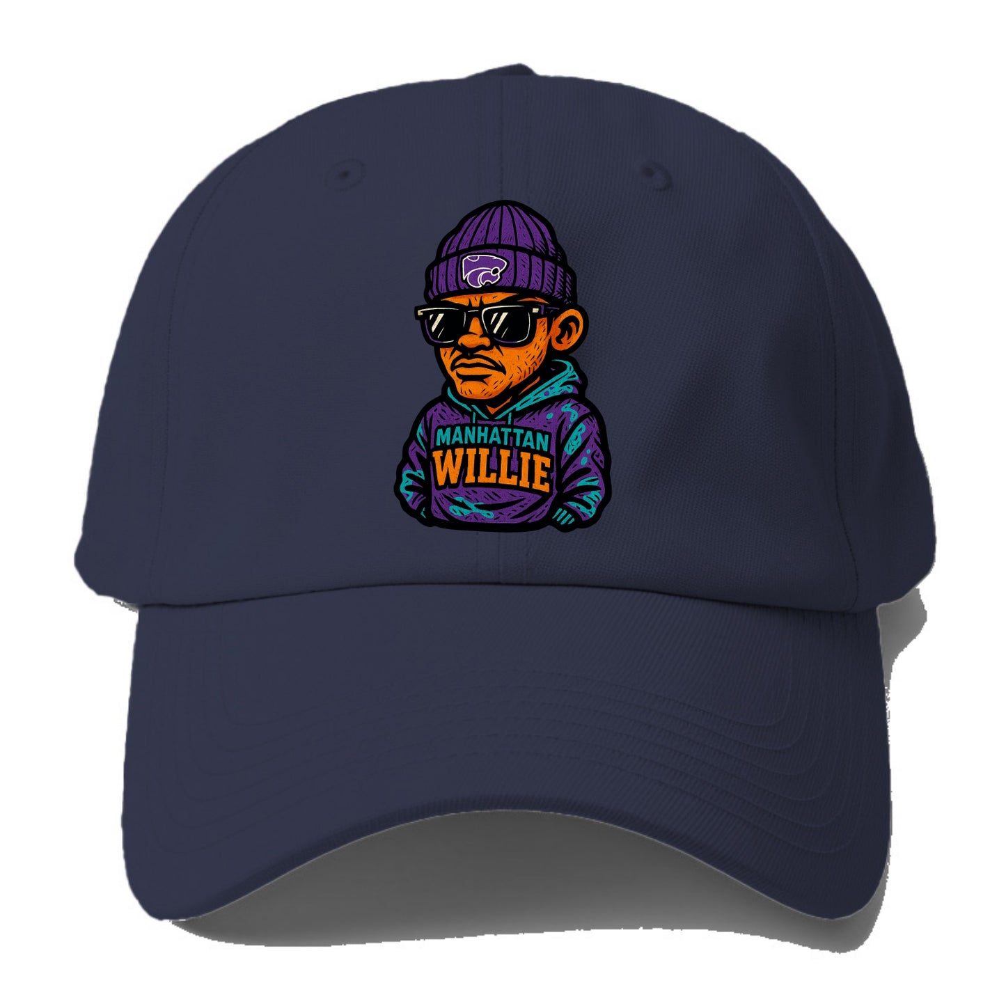 Manhattan Willie wearing Kansas State beanie with powercat patch - Baseball Cap - Twilight Navy(Blue)
