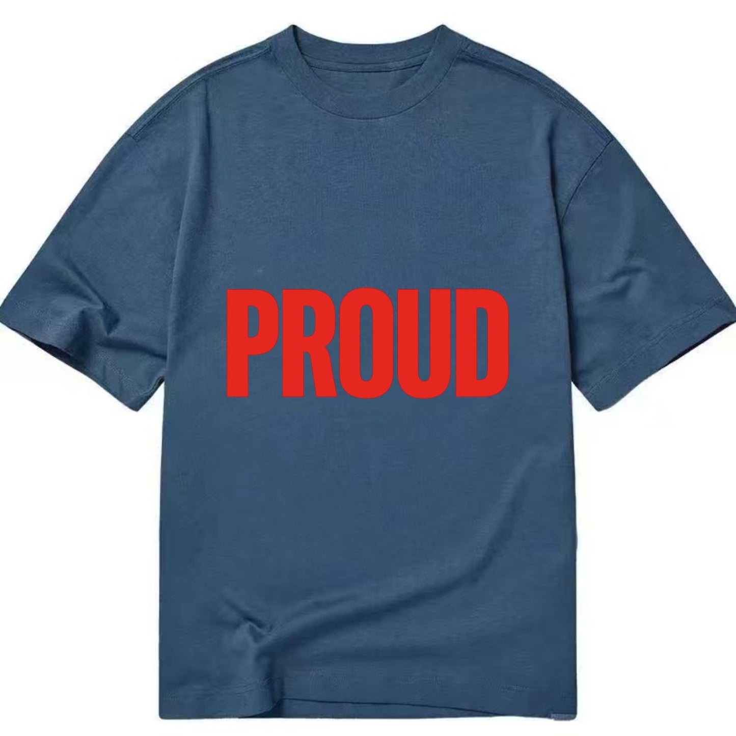 Bold typography design - "PROUD" - satisfied, honored, dignified - Classic T-shirt - Twilight Navy(Blue)