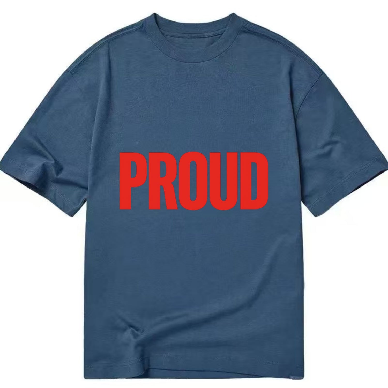 Bold typography design - "PROUD" - satisfied, honored, dignified - Classic T-shirt - Twilight Navy(Blue)