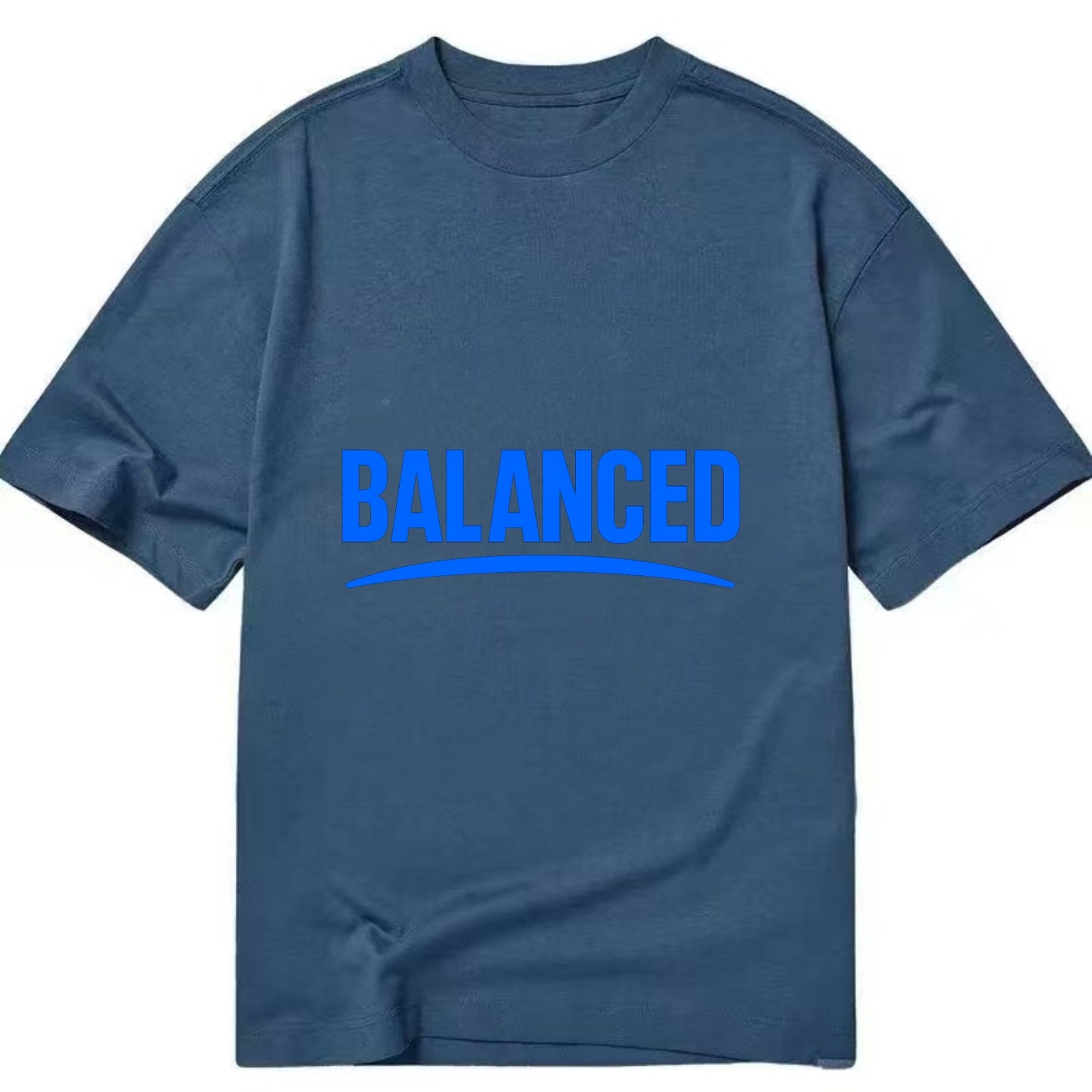 Bold typography design - "BALANCED" - harmony, equilibrium, centered life - Classic T-shirt - Twilight Navy(Blue)