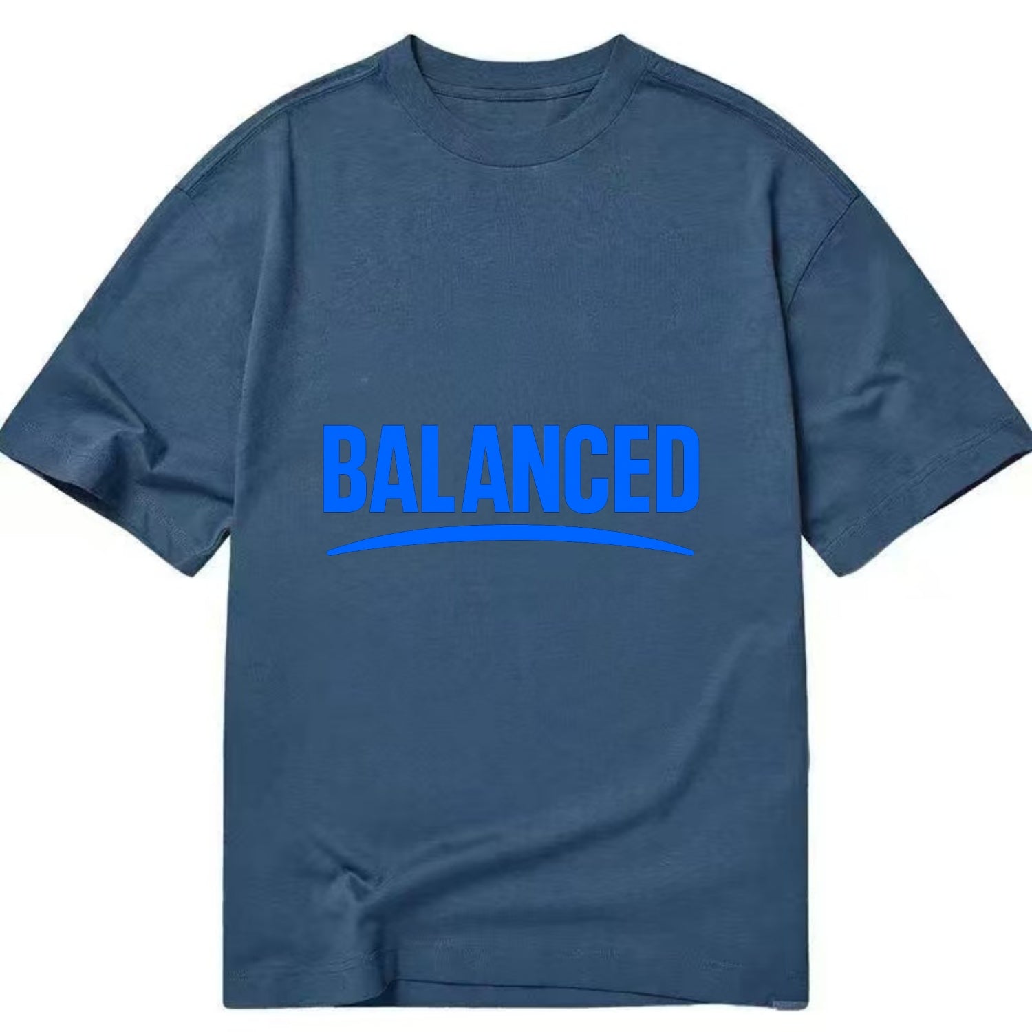 Bold typography design - "BALANCED" - harmony, equilibrium, centered life - Classic T-shirt - Twilight Navy(Blue)
