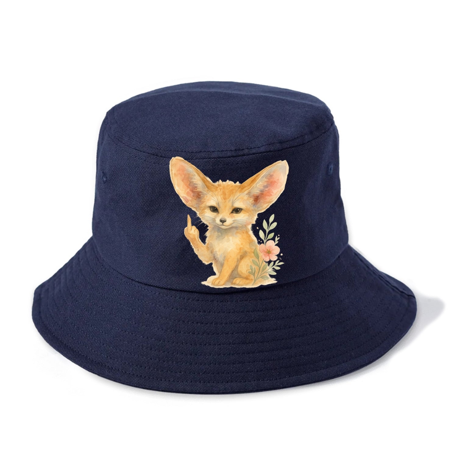 tiny fennec fox with oversized ears, one small paw raised in sass - Bucket Hat - Twilight Navy(Blue)