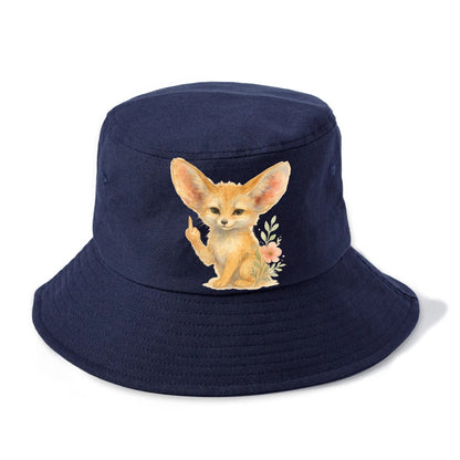 tiny fennec fox with oversized ears, one small paw raised in sass - Bucket Hat - Twilight Navy(Blue)