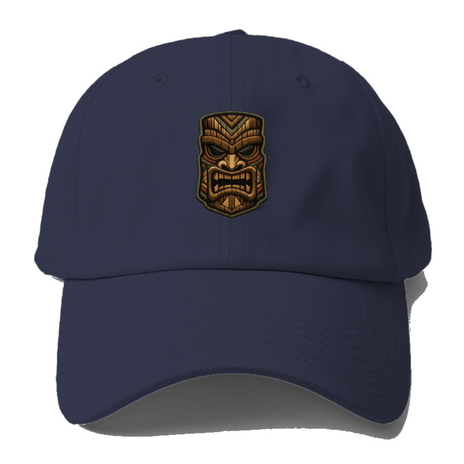 TIKI MASK - carved totem in brown and red , Polynesian - Baseball Cap - Twilight Navy(Blue)