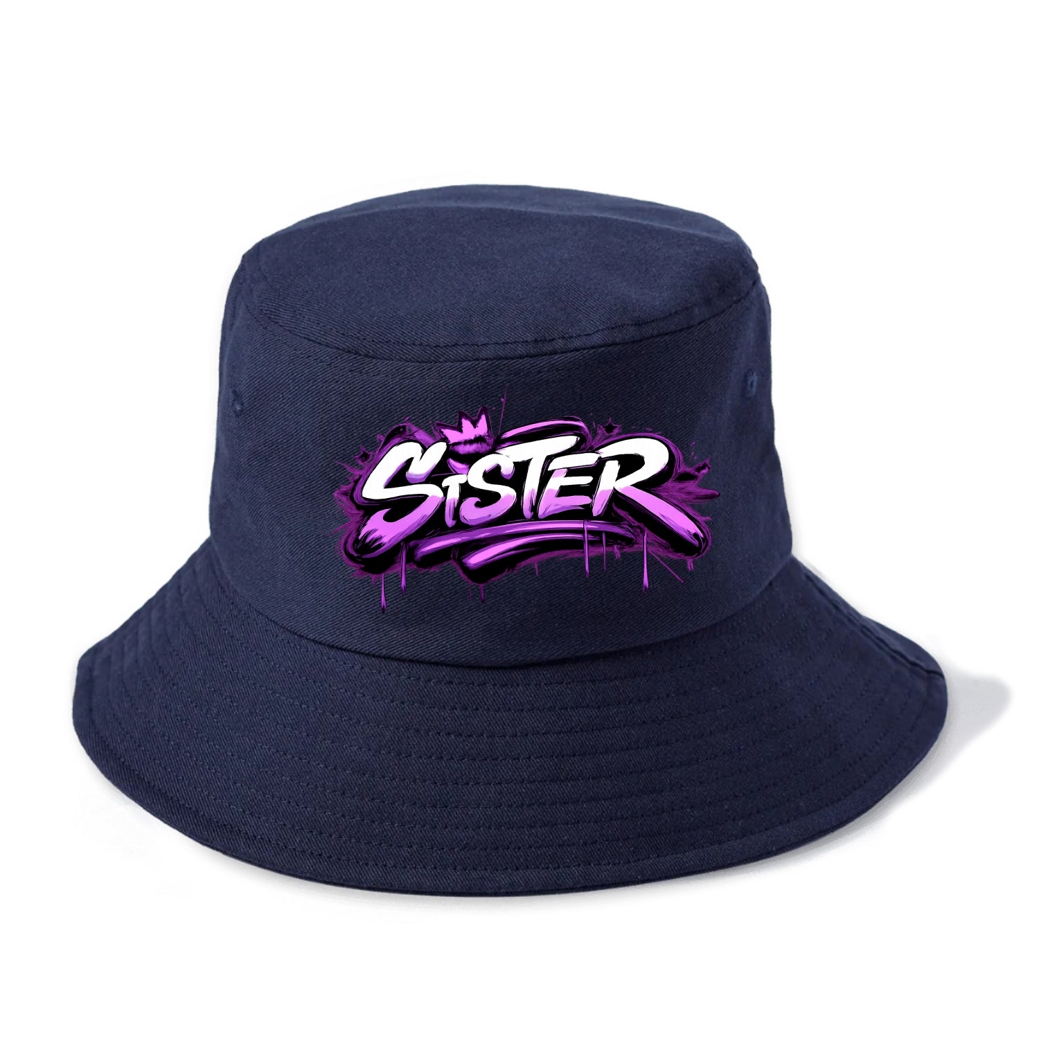 Bold typography design - "SISTER" - female bond, sisterhood - Bucket Hat - Twilight Navy(Blue)