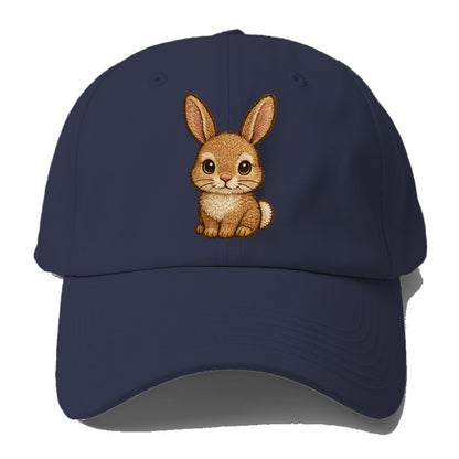Baby Rabbit - long ears, fluffy white tail, pink nose, large brown eyes, - Baseball Cap - Twilight Navy(Blue)
