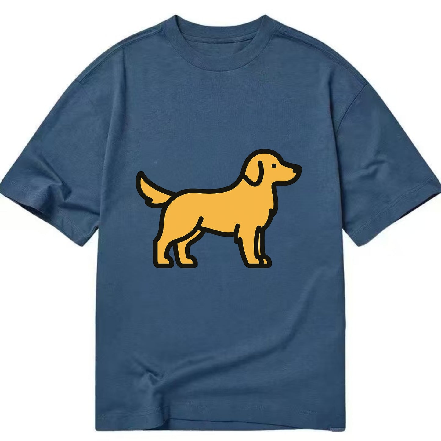 Golden Retriever - Golden colored flat side profile - Classic T-shirt - Twilight Navy(Blue)