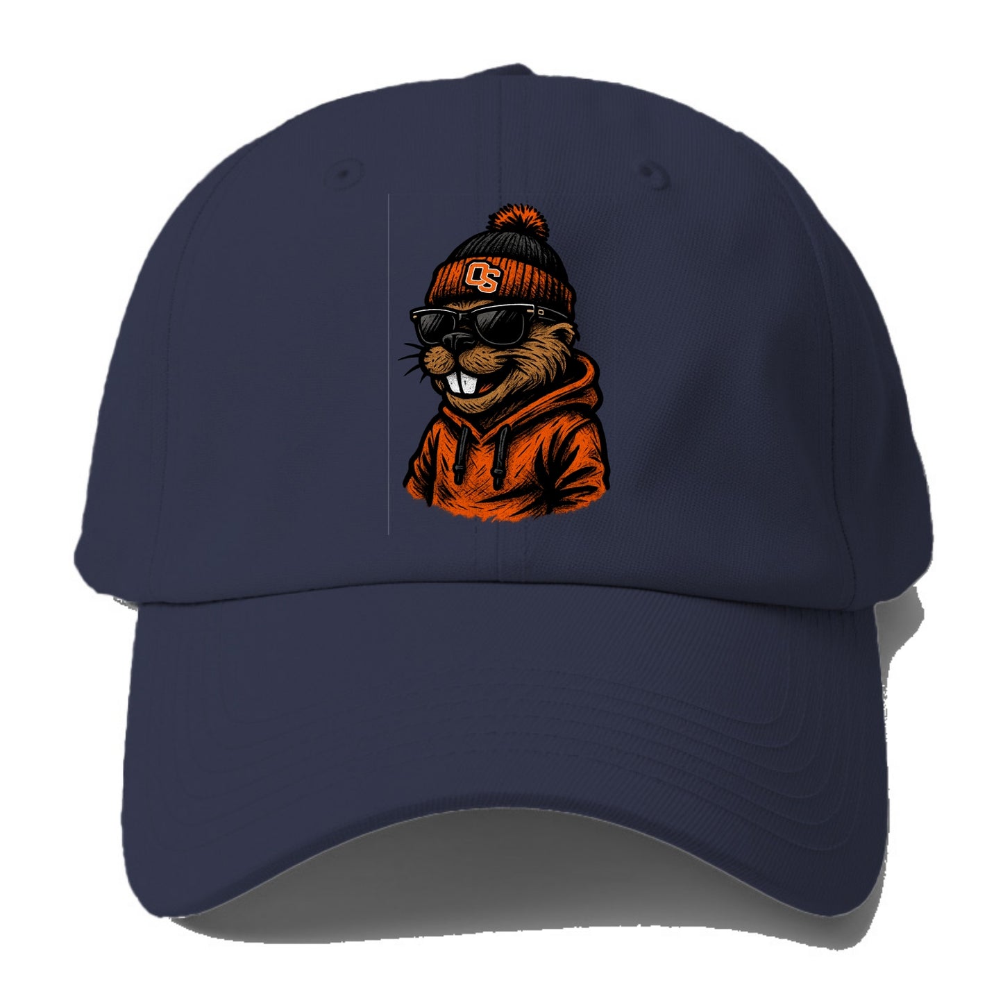 Corvallis Beaver wearing Oregon State beanie with OS patch - Baseball Cap - Twilight Navy(Blue)