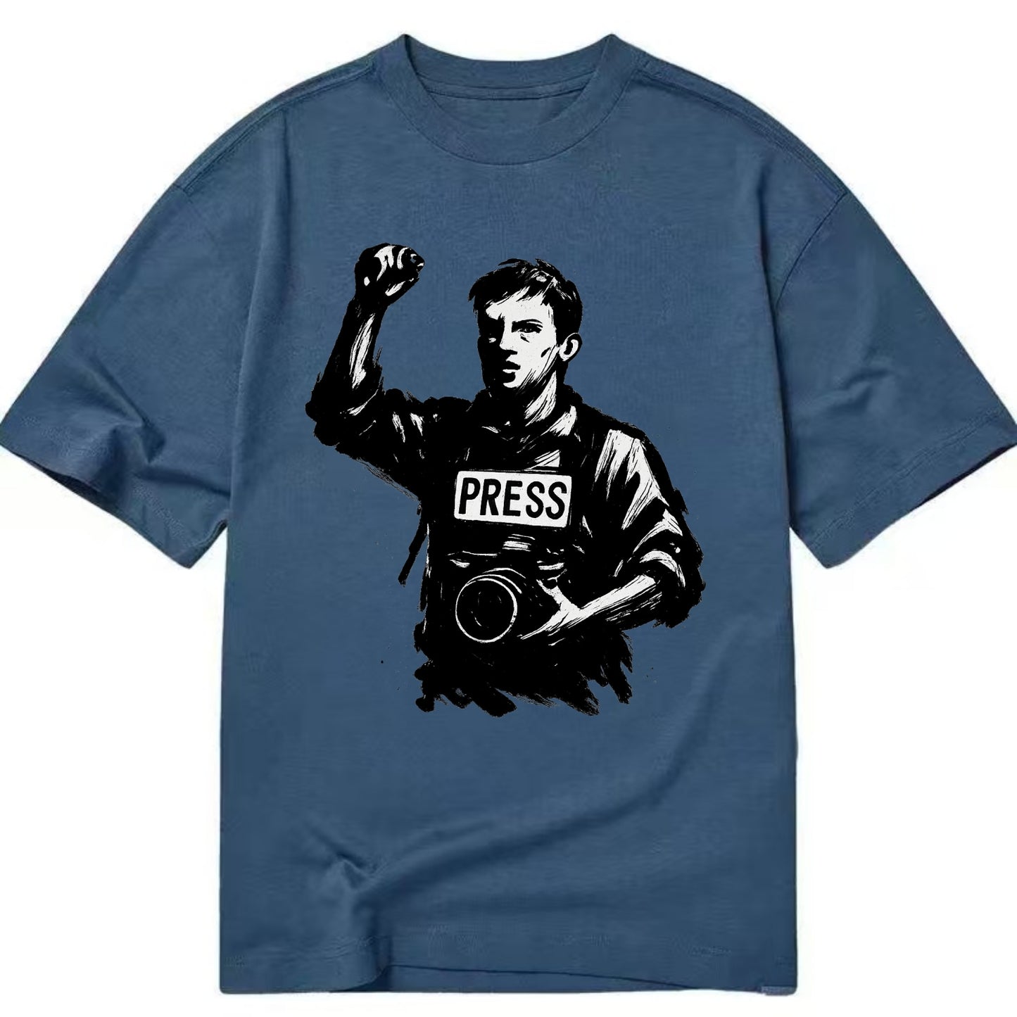 Journalist with camera - press freedom ink painting - Classic T-shirt - Twilight Navy(Blue)