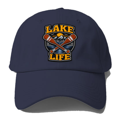 CANOE PADDLE - wooden paddle crossed in brown and cream , lake life - Baseball Cap For Big Heads - Twilight Navy(Blue)