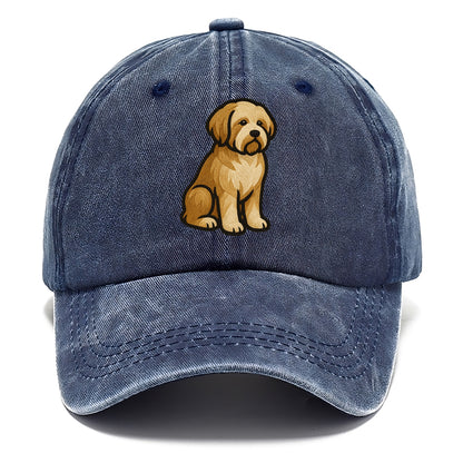 Tibetan Terrier - Gold and white embroidered sitting pose - Classic Cap - Twilight Navy(Blue)