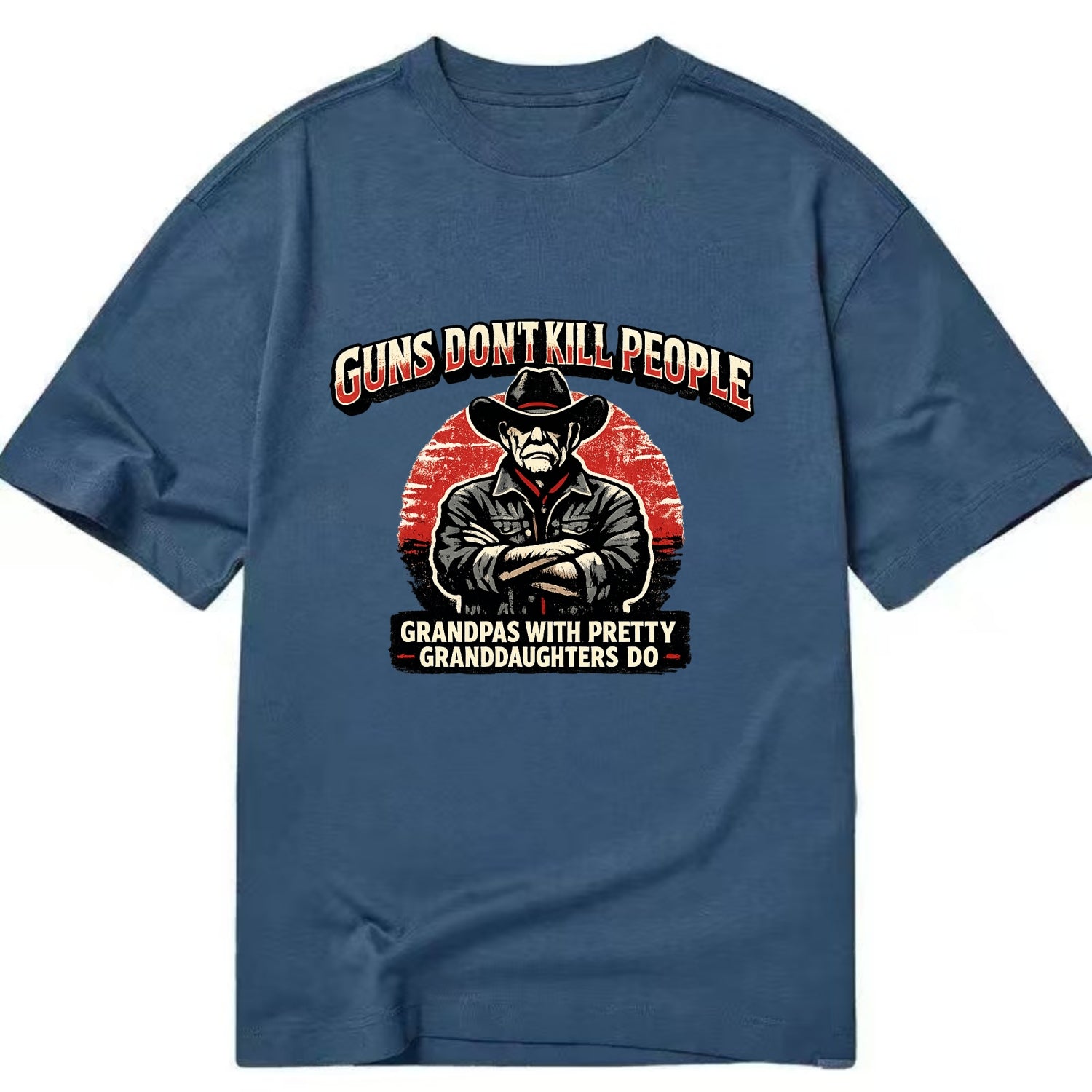 Grandpas Pretty Granddaughters - Cowboy - Classic T-shirt - Twilight Navy(Blue)