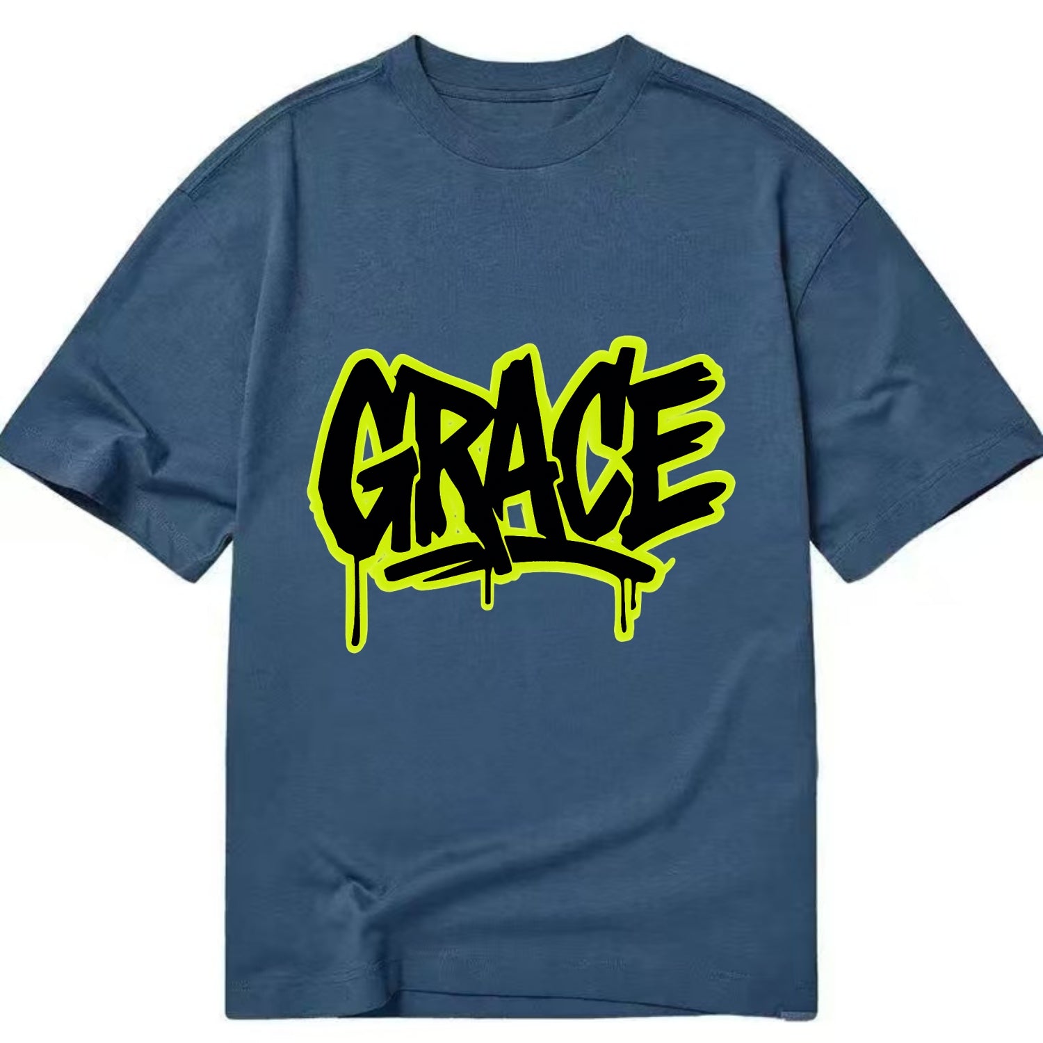 Bold typography design - "GRACE" - elegance under pressure, divine favor - Classic T-shirt - Twilight Navy(Blue)