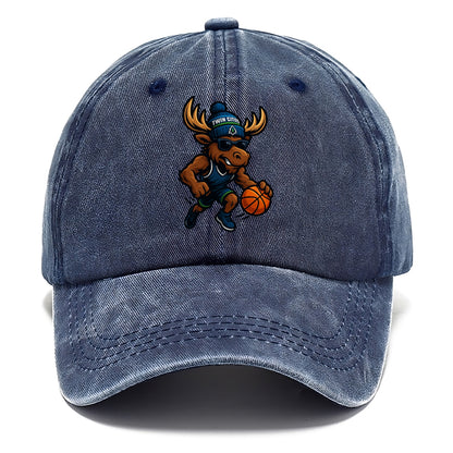 Twin Cities Moose wearing Timberwolves beanie with pine tree patch and wayfarer - Classic Cap - Twilight Navy(Blue)