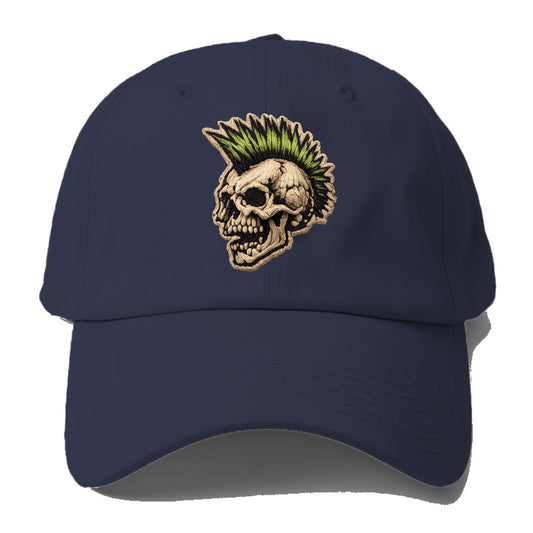 MOHAWK SKULL - punk skull with mohawk in neon green and black , punk - Baseball Cap For Big Heads - Twilight Navy(Blue)