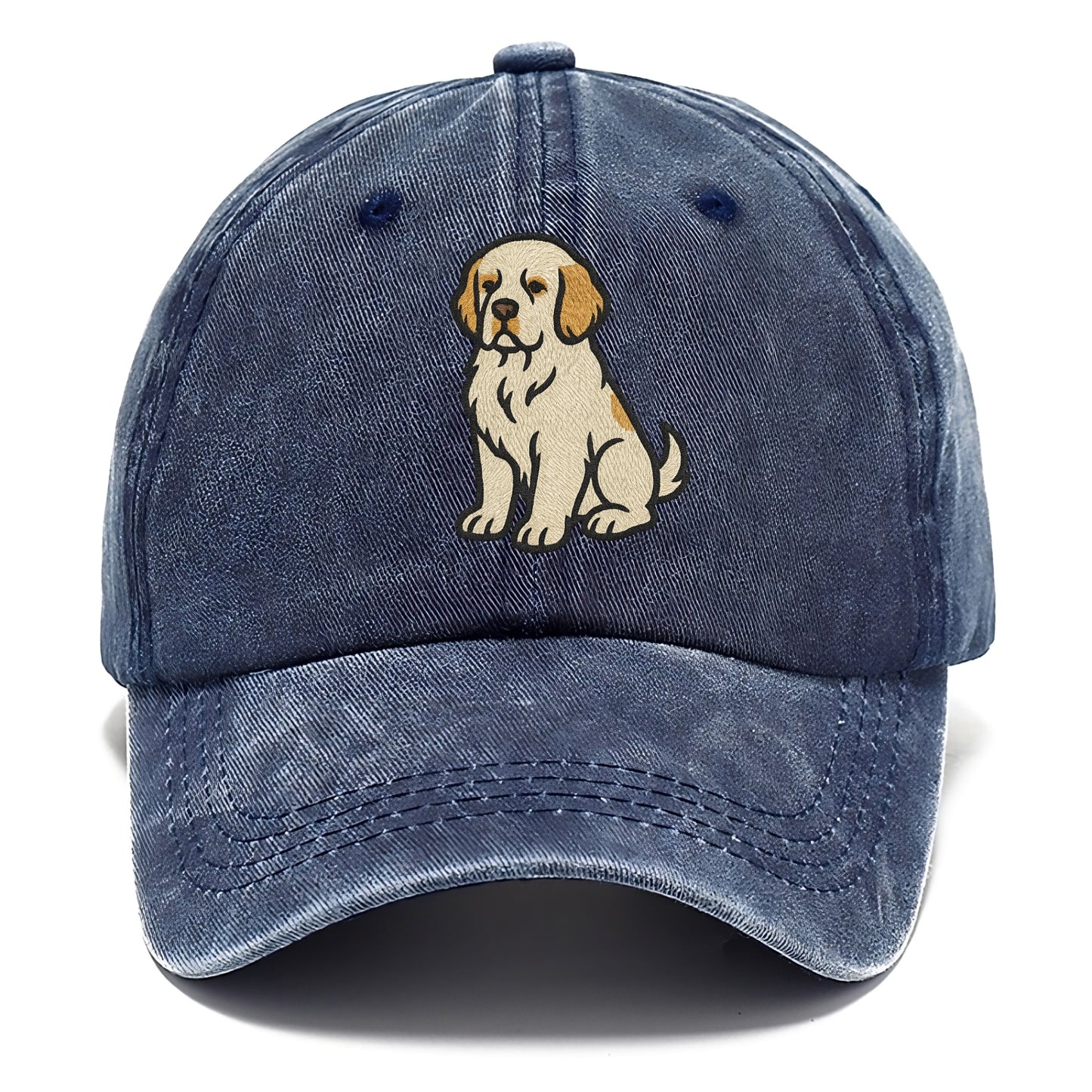 Clumber Spaniel - White with lemon markings embroidered pose - Classic Cap - Twilight Navy(Blue)